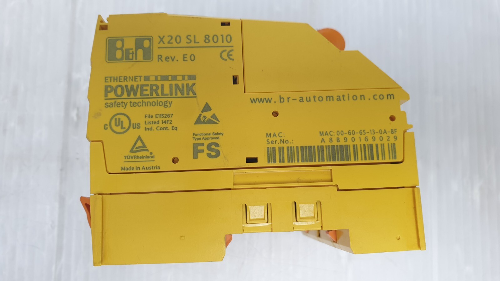 B&R Automation X20 SL 8010 Rev. E0 ETHERNET POWERLINK Safety Technology Module