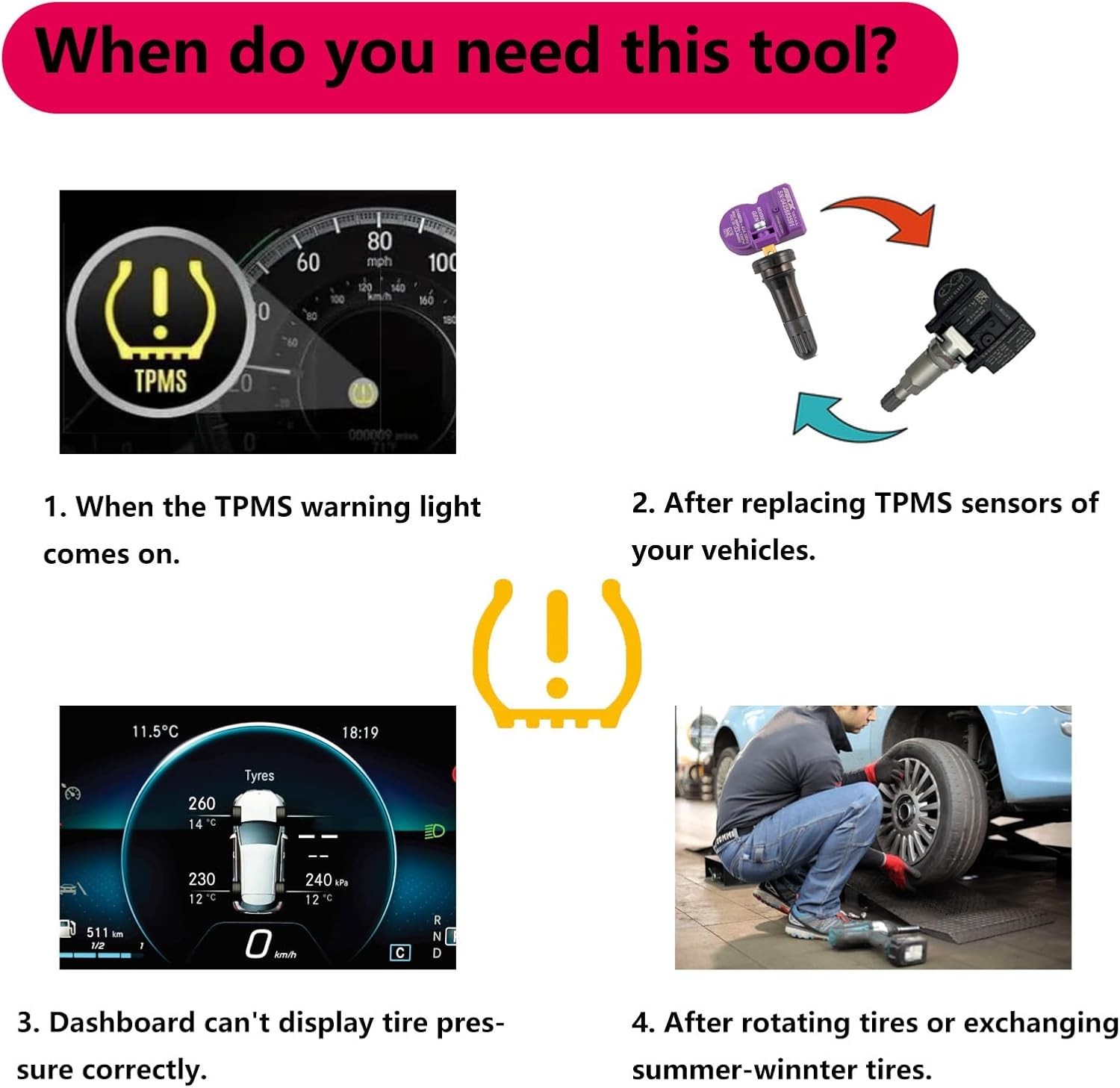 TPMS Relearn & Reset Tool for Chevy GM – Battery Included