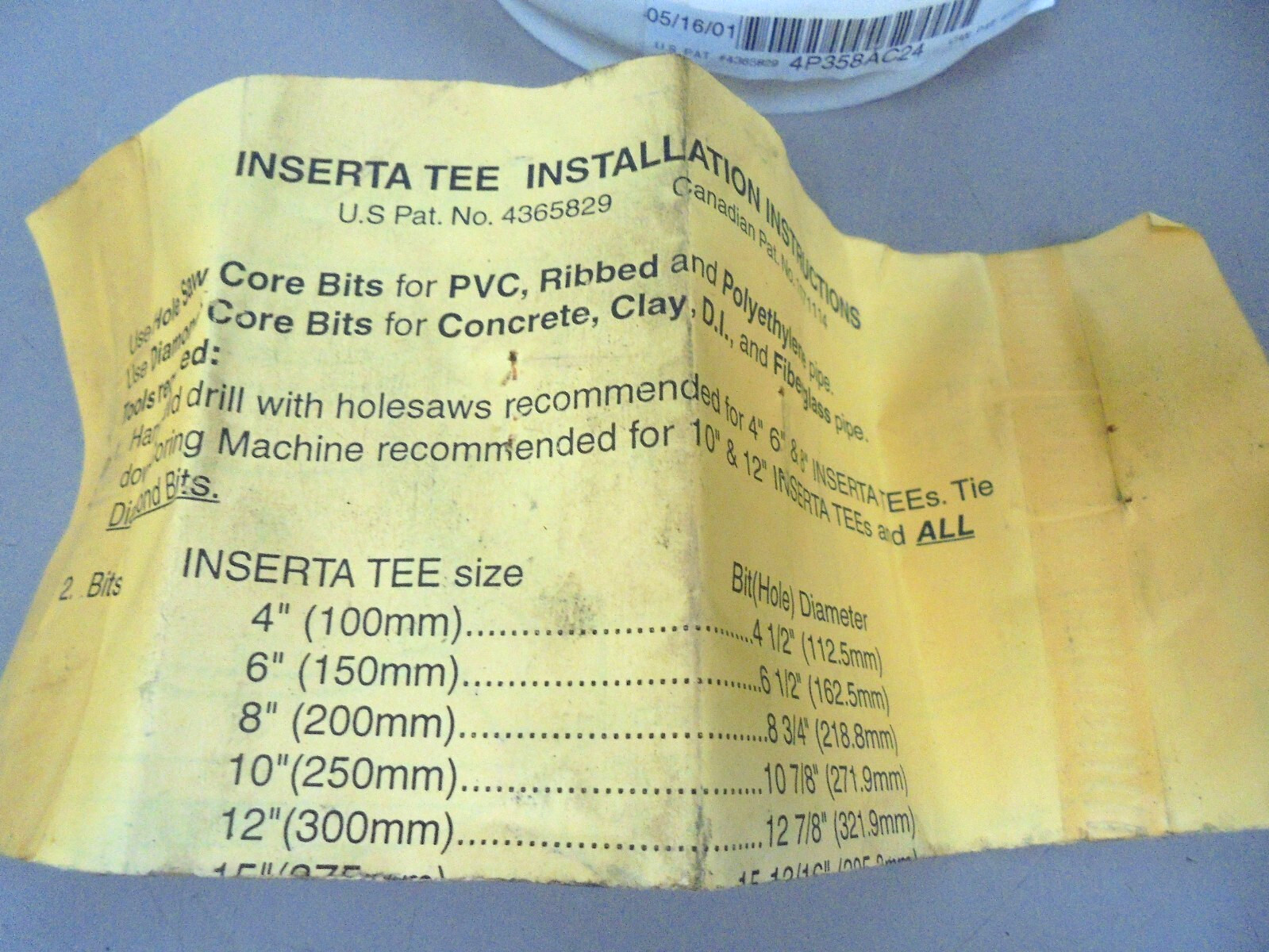 Inserta Tee 4P356AC24 Sewer Line Connector 4″ PVC to 6″ AC