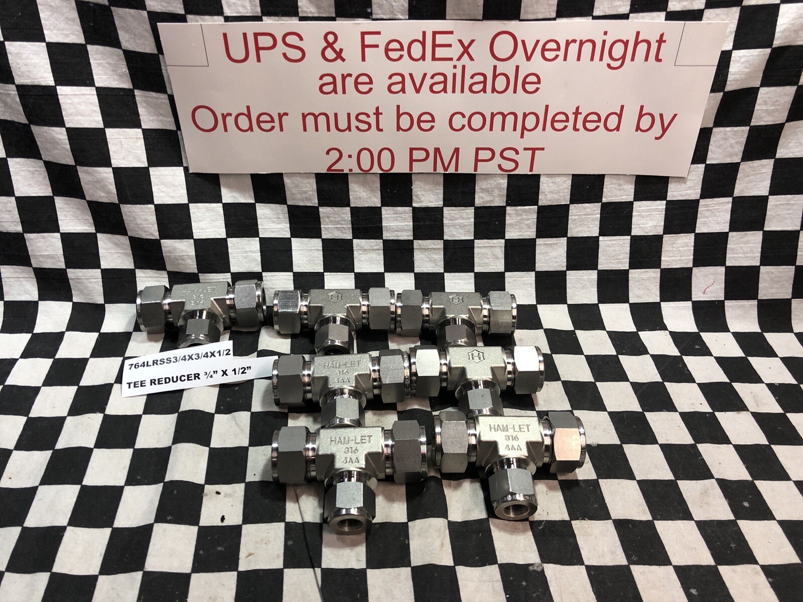 LOT OF 7, Ham Let Reducer Union Tee 3/4″ X 1/2″, 764LRSS3/4X3/4X1/2 #120Q3