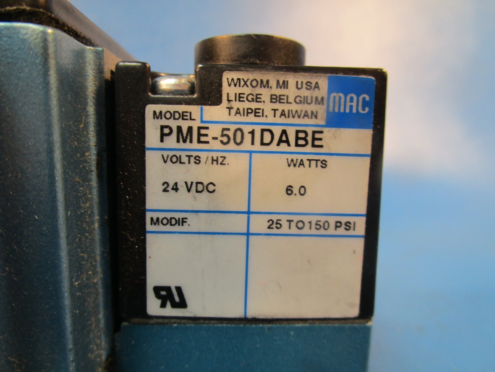 USED MAC 6321D-000-PM-501DA SOLENOID VALVE; 4-WAY; 0-150PSI; 110/120VAC; 50/60HZ
