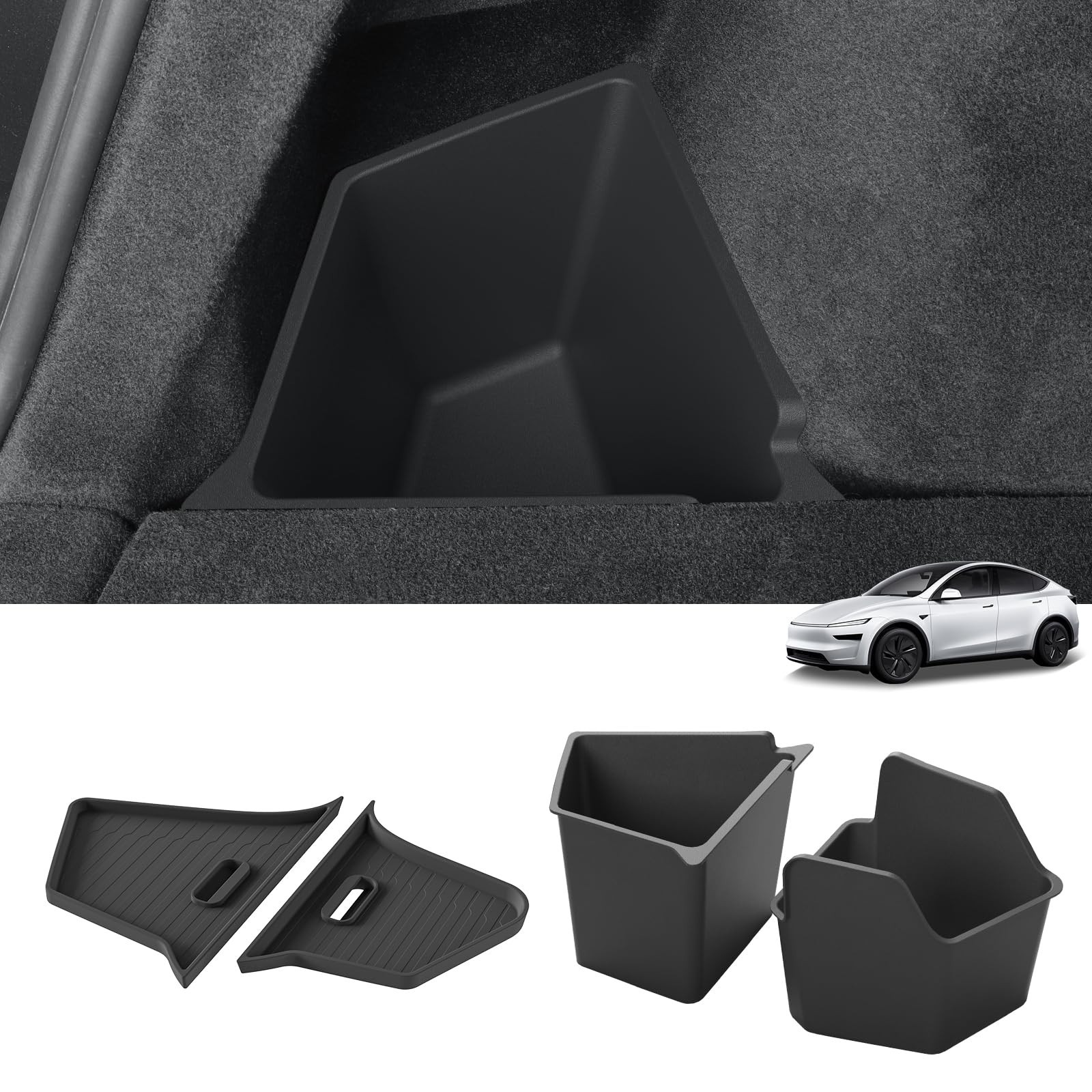 LUCKEASY Rear Trunk Storage Bins Fit for Tesla Model Y Juniper 2025 2026 Stan…