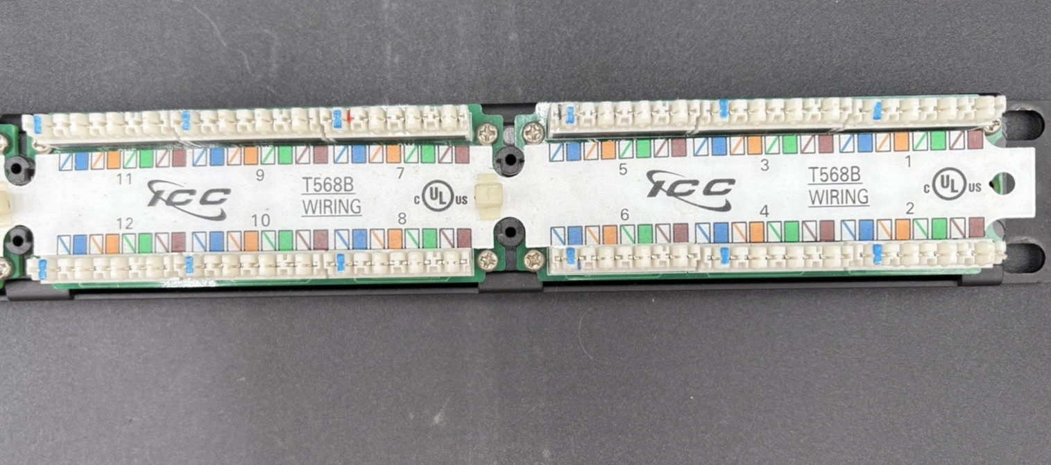 ICC CAT5e Enhanced 24-Port Patch Panel Black Panel Board T568B Wiring