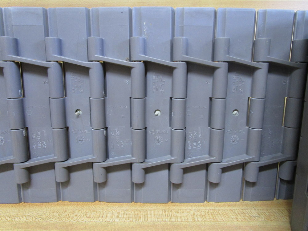 Rexnord REX 821 Table Top Chain 821 Gray W/Grippers, 10′ Length