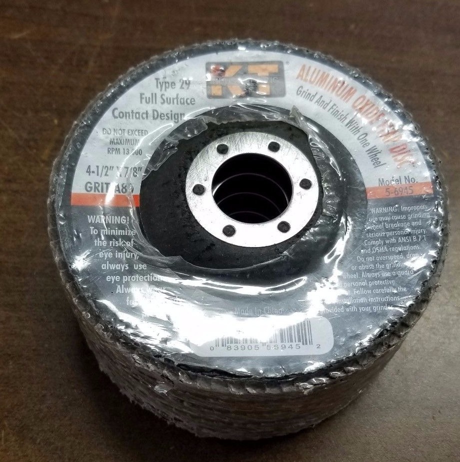 (5 ct)–K-T INDUSTRIES 4-1/2 X 80 GRIT FLAP DISC 5-6945