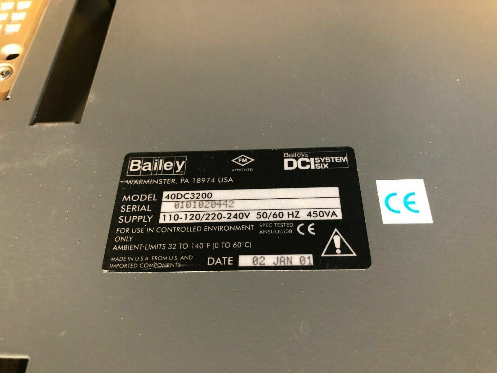 ABB Bailey 40DC3200 DCI System Six Empty Rack Chassis Card Cage Industrial PLC