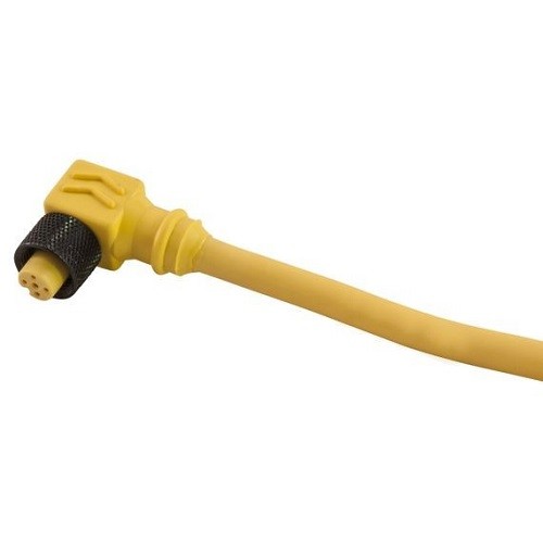Single Key (M12) Micro-Link Plug Assembly, Female 90 deg, 4 pole, 26′, 22 AWG