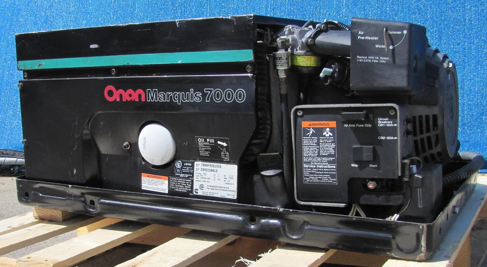 Cummins Onan Marquis 7000 Watt RV Mobilehome Gas Generator 120V Output