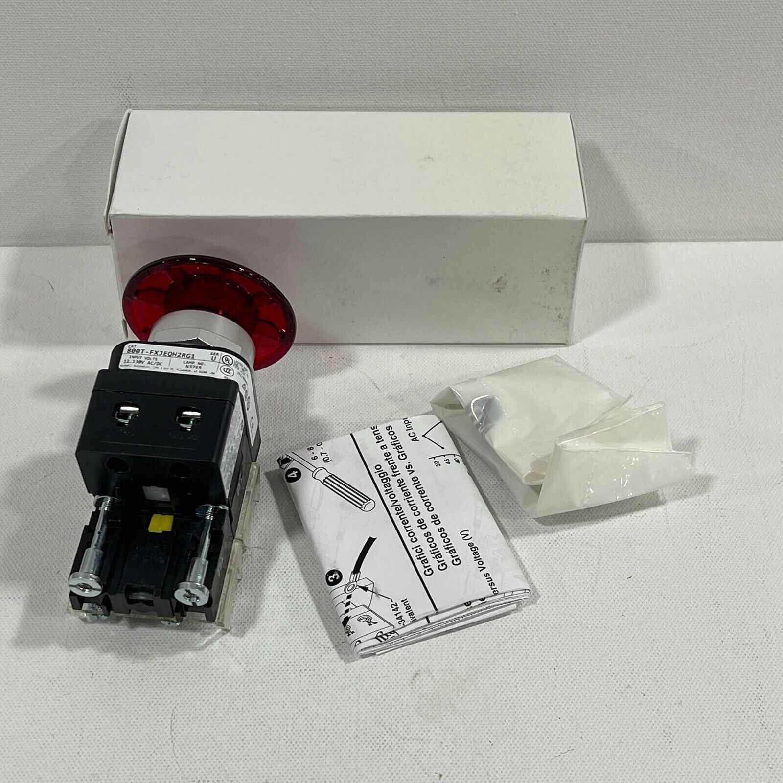 Allen Bradley 800T-FXJEQH2RG1 Push pull 2 Position Red LED Jumbo Mushroom Head