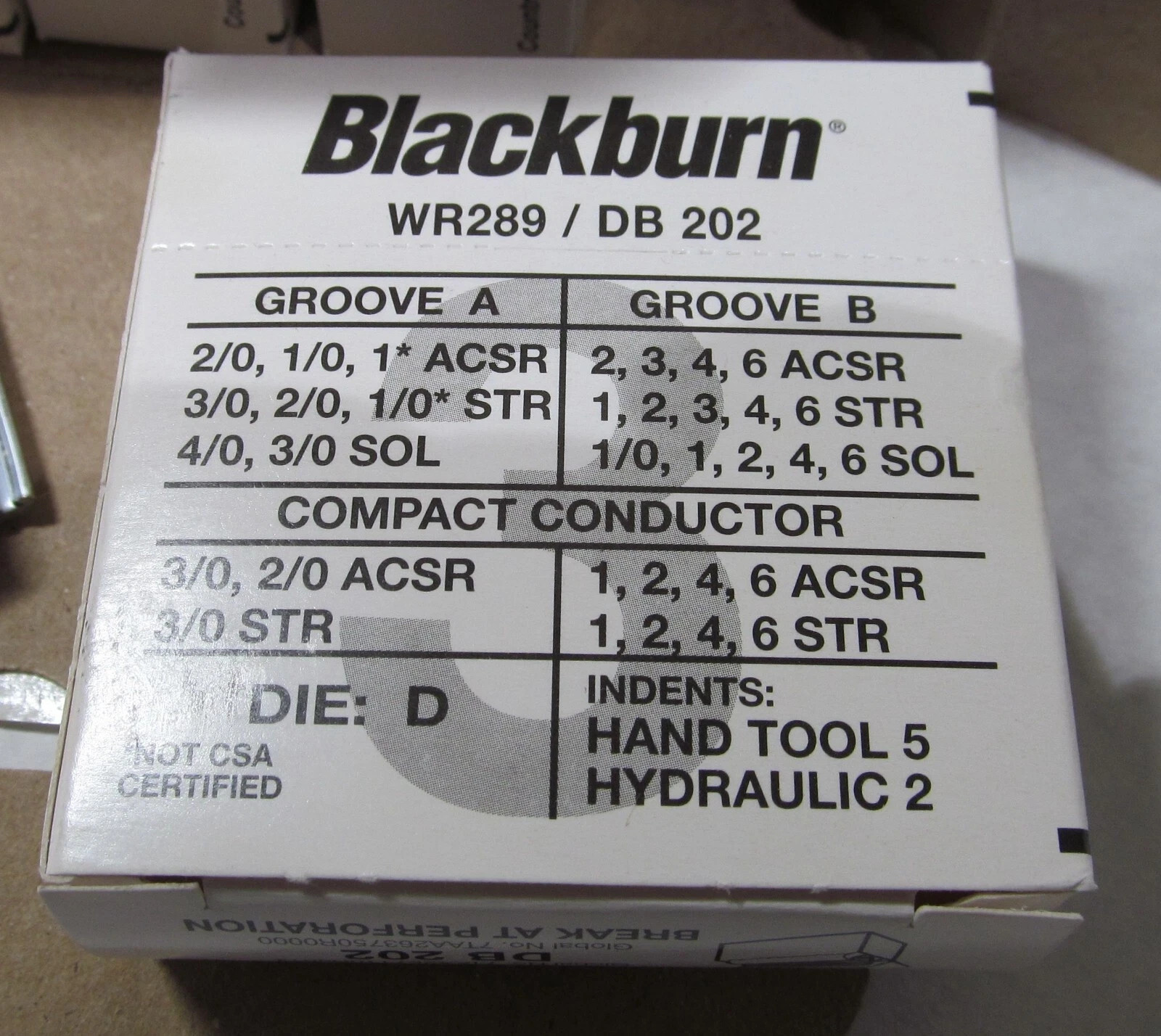 Thomas&Betts Blackburn Wide Range Compression Connectors WR289 Box of 25
