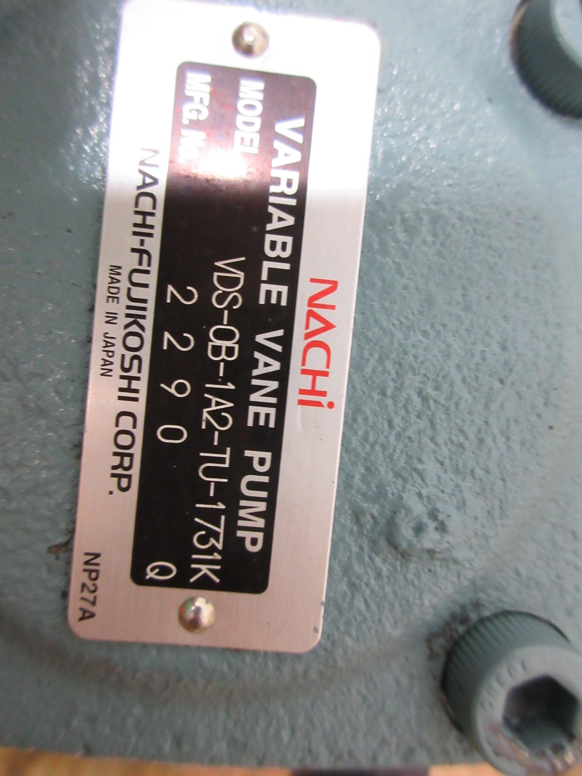 1996 CITIZEN L25 CNC NACHI MOTOR LTIS85-NR VBBA-0A4A04 VDS-0B-1A2-TU-1731K PUMP