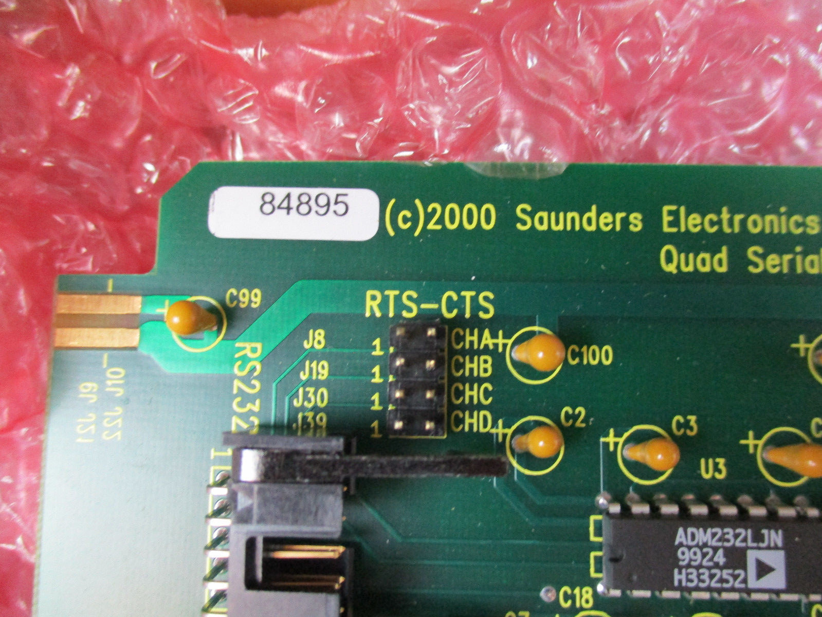 SAUNDERS ELECTRONICS QUAD SERIALPORT ISOLATOR QSI REV 2 RS422/485 BOARD NOS