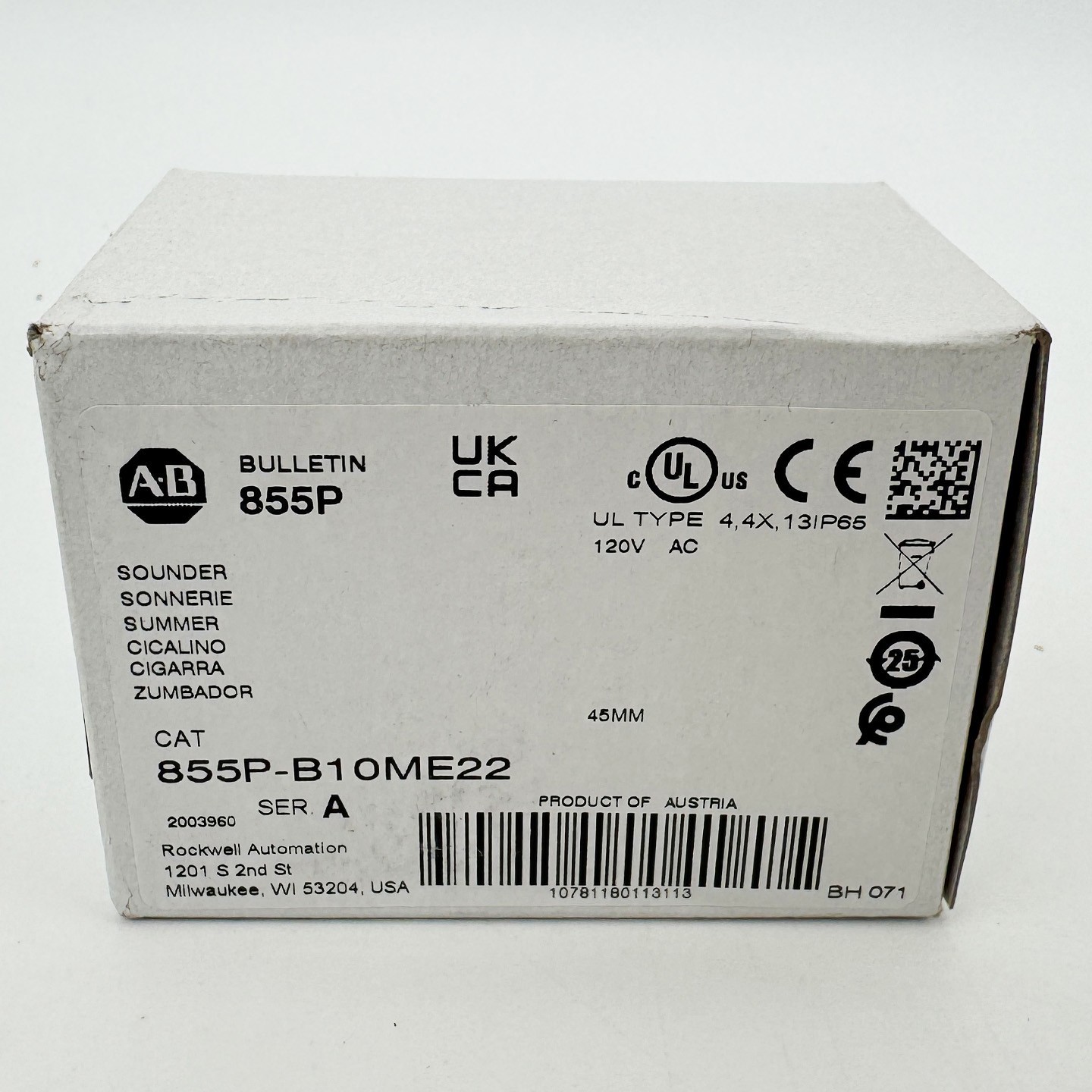 855P-B10ME22 Panel Mount Sounder Panel Mount Sounder New Original 855PB10ME22