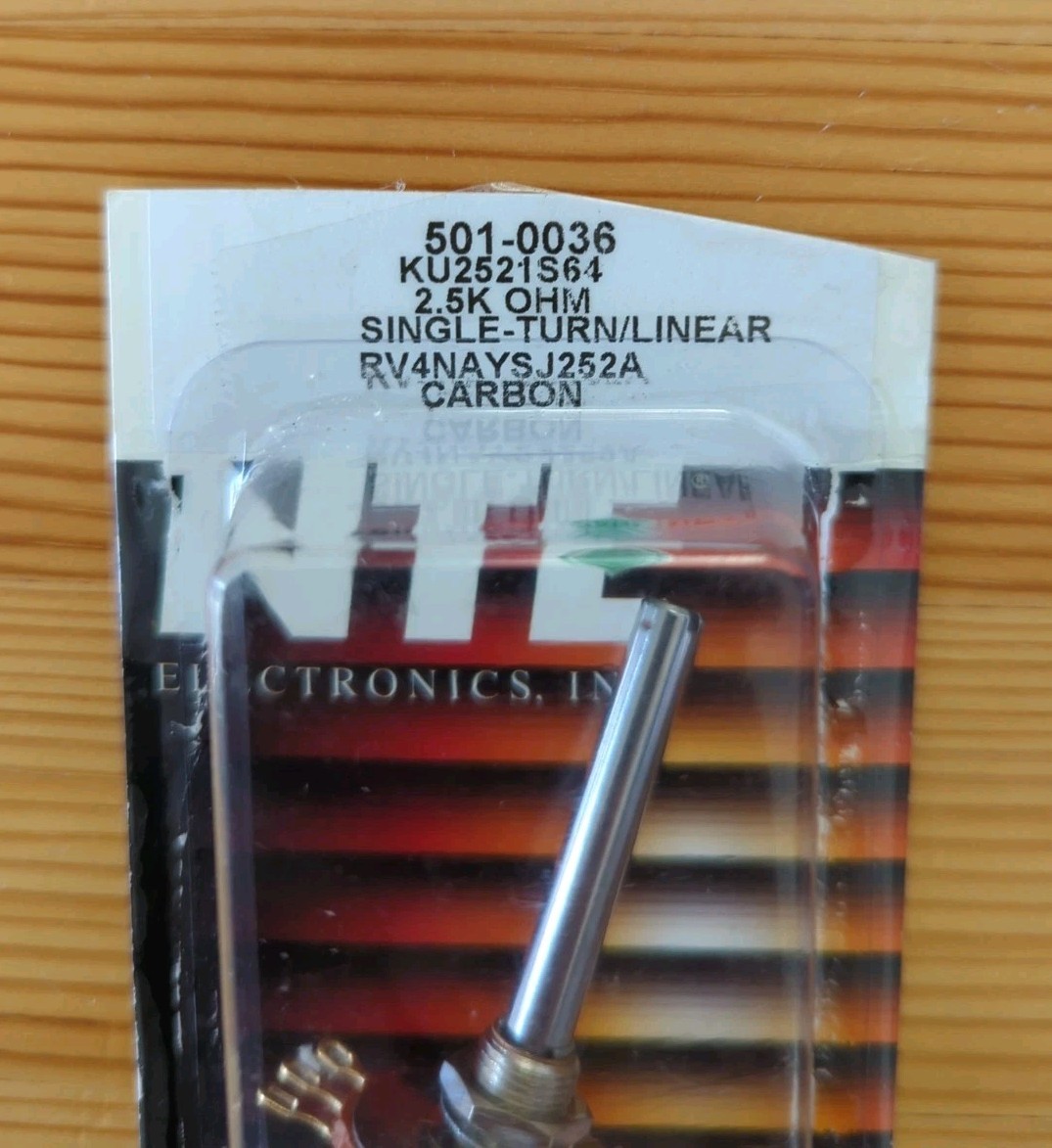 NTE 501-0036 KU2521S64 2.5K Ohm 2 Watt Linear Potentiometer 1/4″ x 2″ Shaft