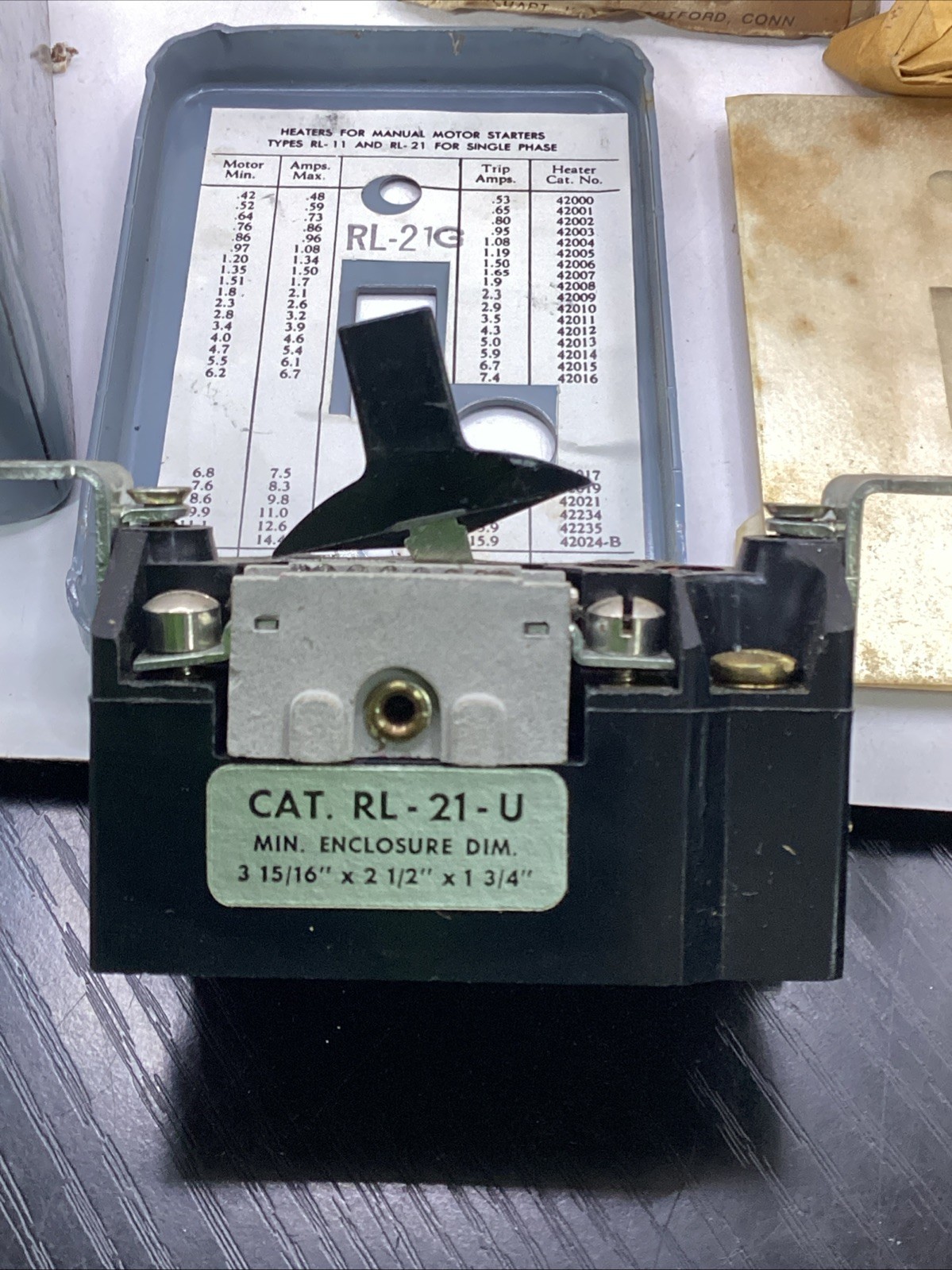 ARROW HART RL-21-G / RL21G Manual Starter NEMA 1 Enclosure 2 Pole 115/230V