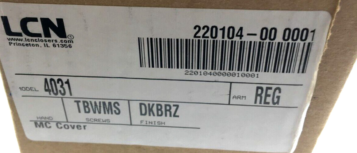 LCN Surface Mounted Heavy Duty Door Closer Dark Bronze 4031 NIB