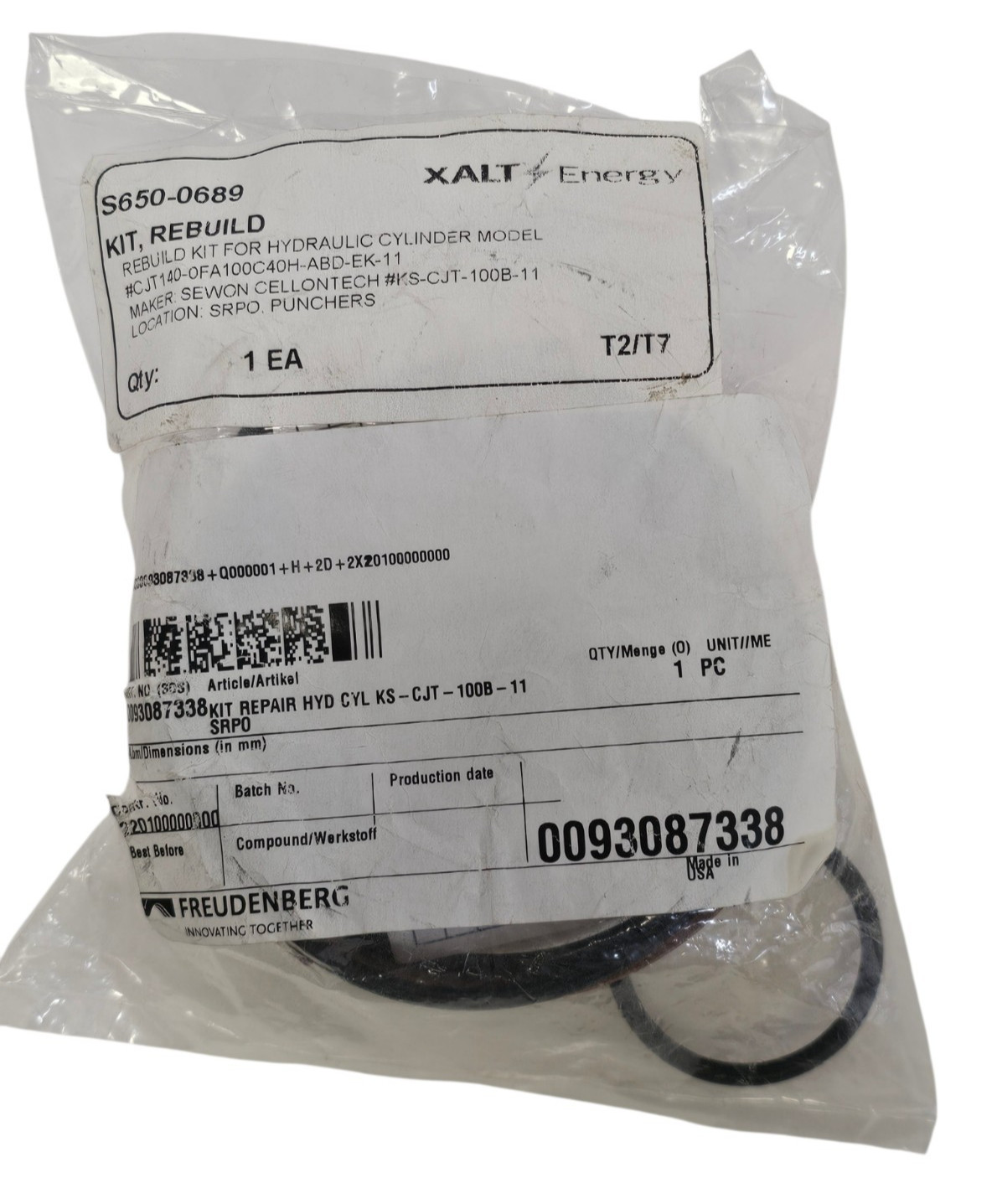 NEW FREUDENBERG 0093087338 REPAIR KIT HYD CYL KS-CJT-100B-11 SRPO