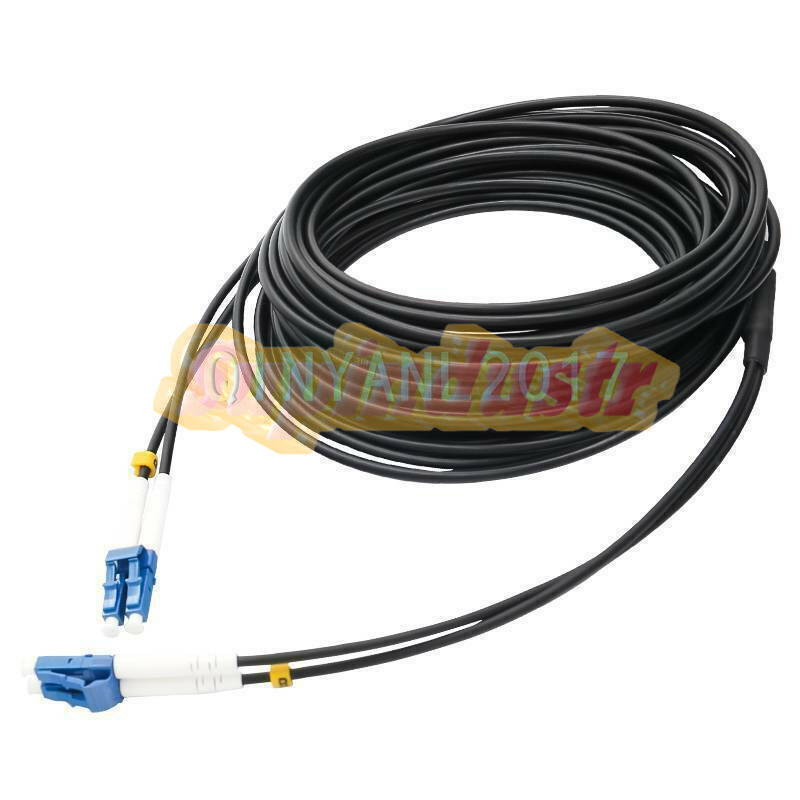 Black Armored Fiber Cable Duplex Fiber Optic Patch Cord 150M LC-LC UPC SM 9/125~