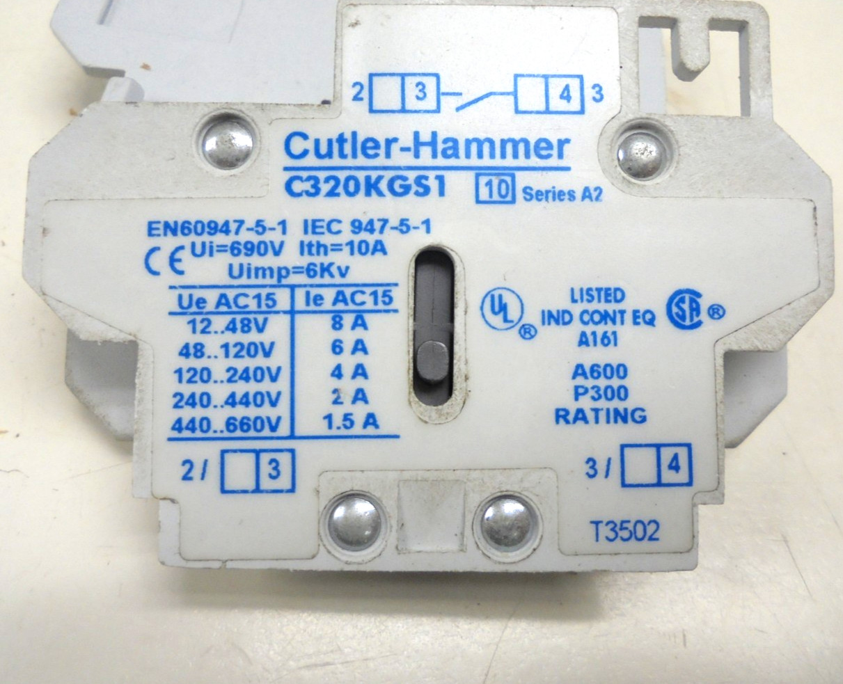 Lot of 2 – Cutler-Hammer C320KGS1 Auxiliary Contact Block