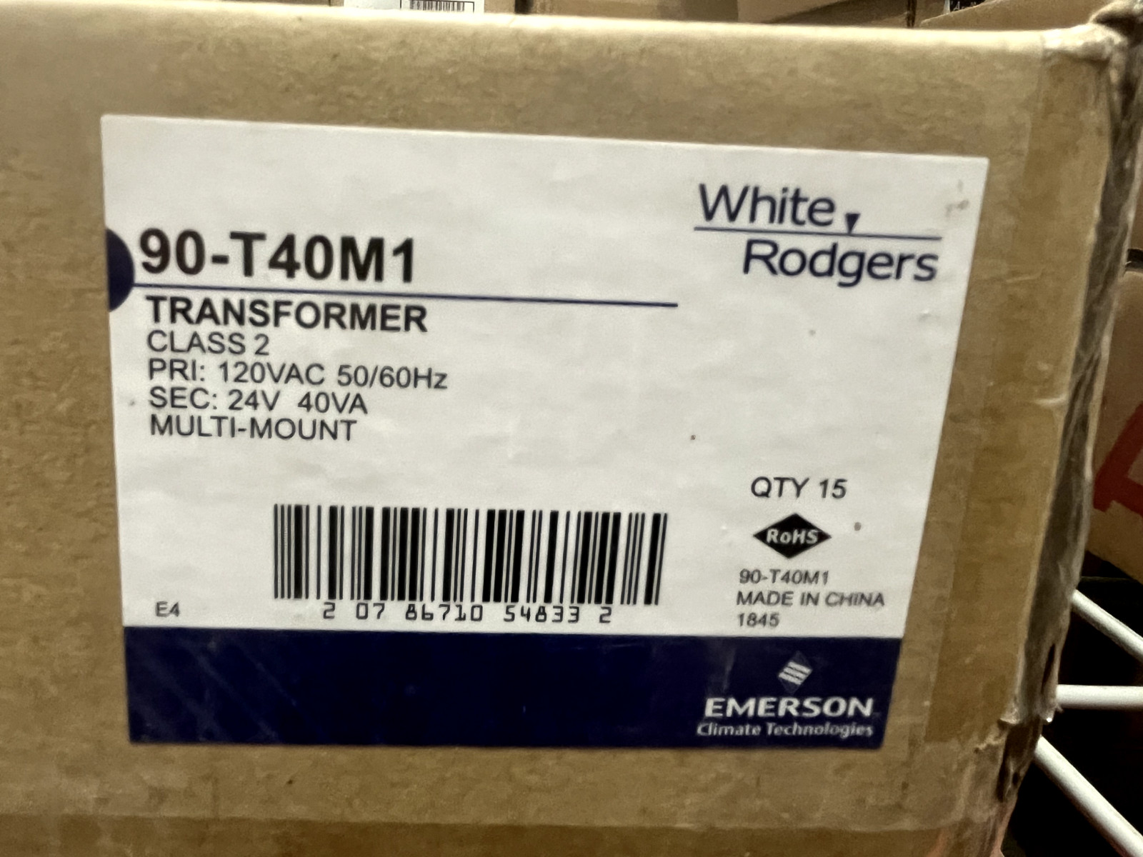 White Rodgers 90-T40M1 Transformer Class 2 120VAC 56/60Hz NIB Z13