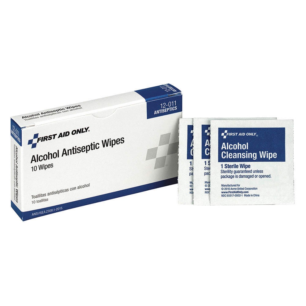 FIRST AID ONLY 12-011 Topical Antiseptic,Wipes,PK10 39N897