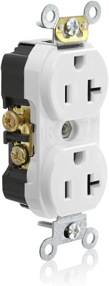 Leviton TCR20-W 20A 125V Side Wired Tamper Resistant Duplex Receptacle