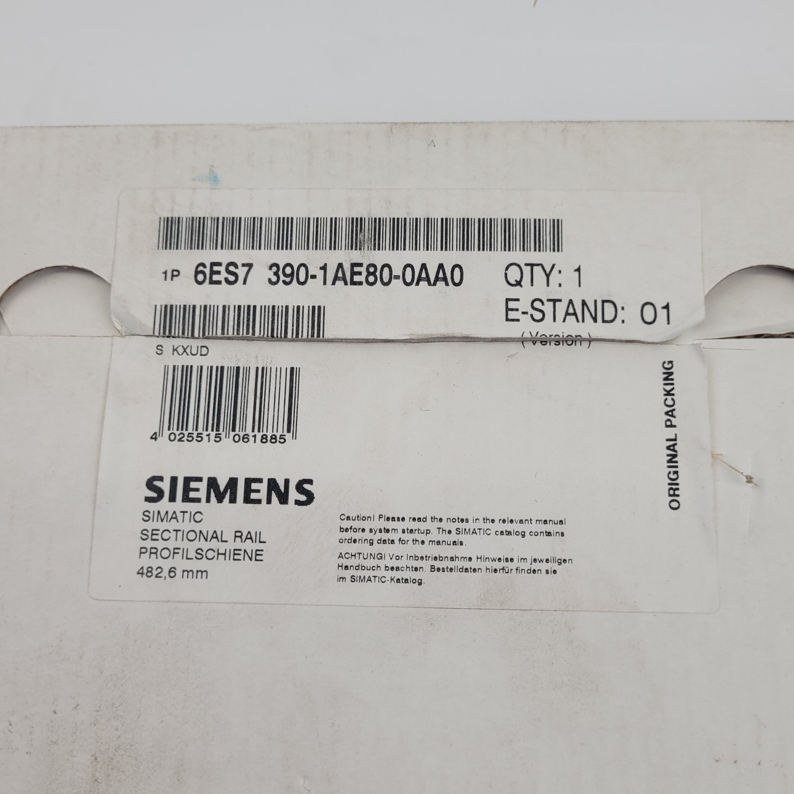Siemens 6ES7 390-1AE80-0AA0 Simatic Mounting Rail S7, 6ES7390-1AE80-0AA0 – NEW