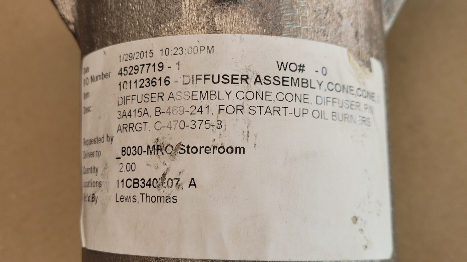 3A415A Oil Burner Cone Diffuser Assembly Cast Stainless Steel