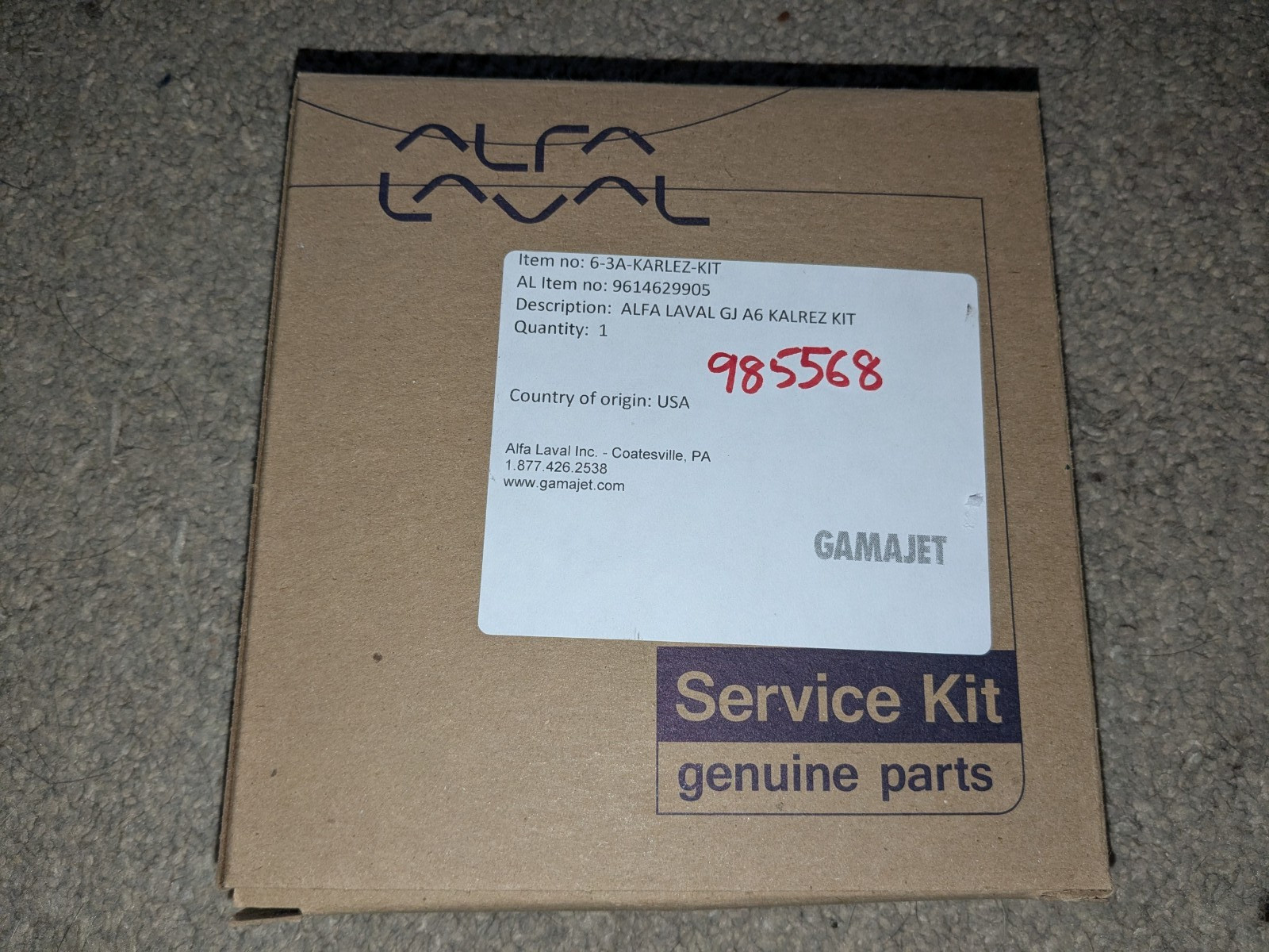 Alfa Laval Gamajet A6 Kalrez Service Kit 9614629905 6-3A-KARLEZ-KIT New