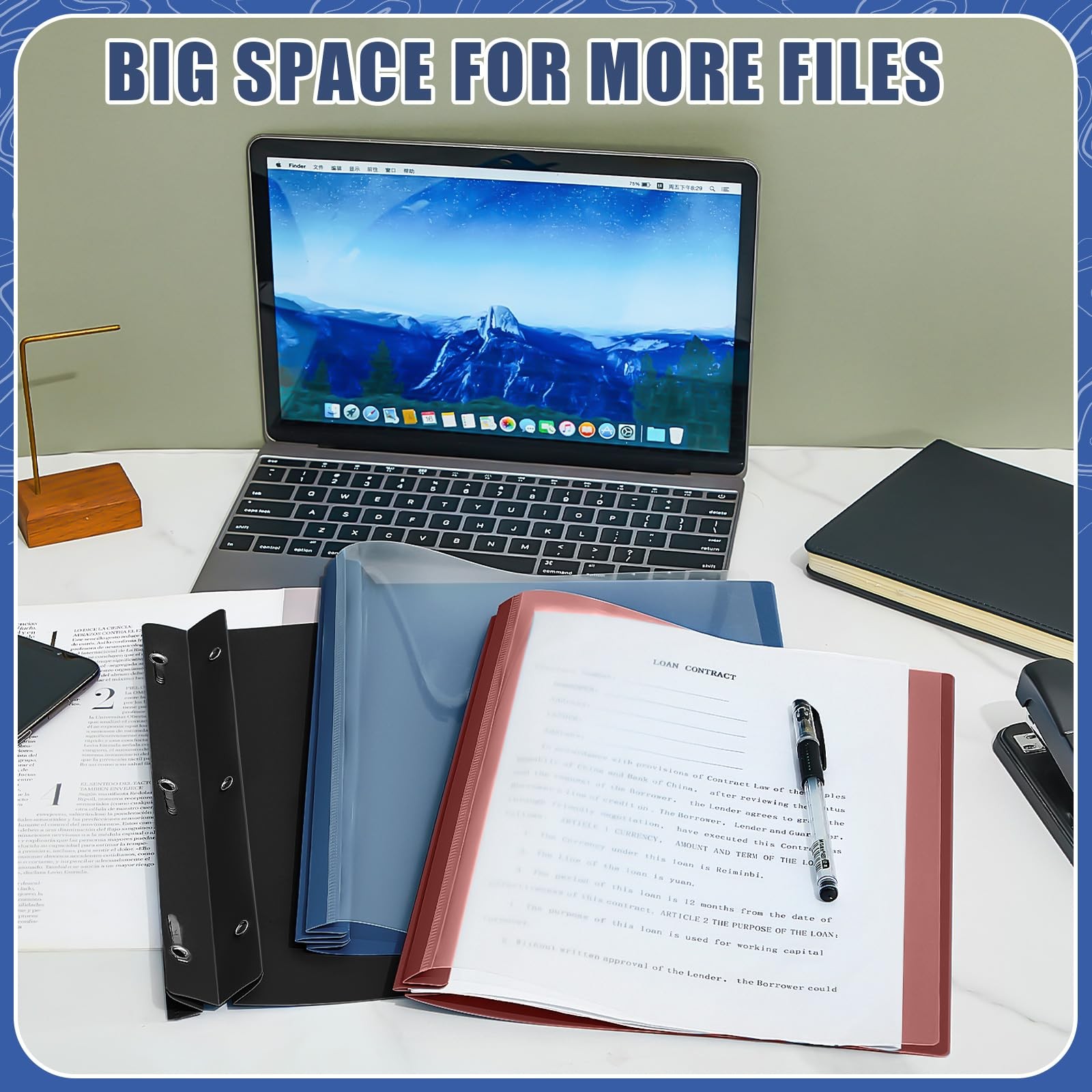 Teling 24 Pcs Clear Front Report Covers with 3 Prongs Presentation Folders Plast