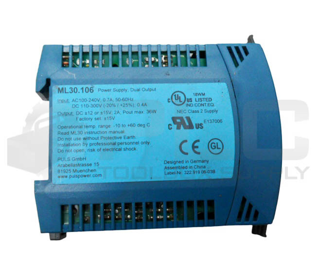 PULS ML30.106 POWER SUPPLY 100-240VAC 0.7A 50/60HZ 110-300VDC