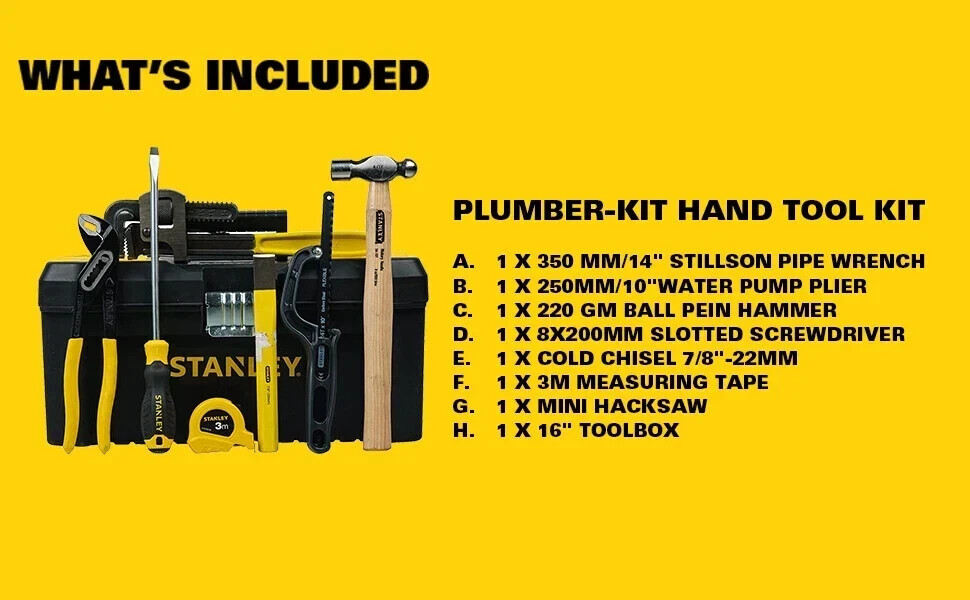 STANLEY PLUMBER-KIT All-in-One Kit for Home & Professional (8-Pieces) with Box
