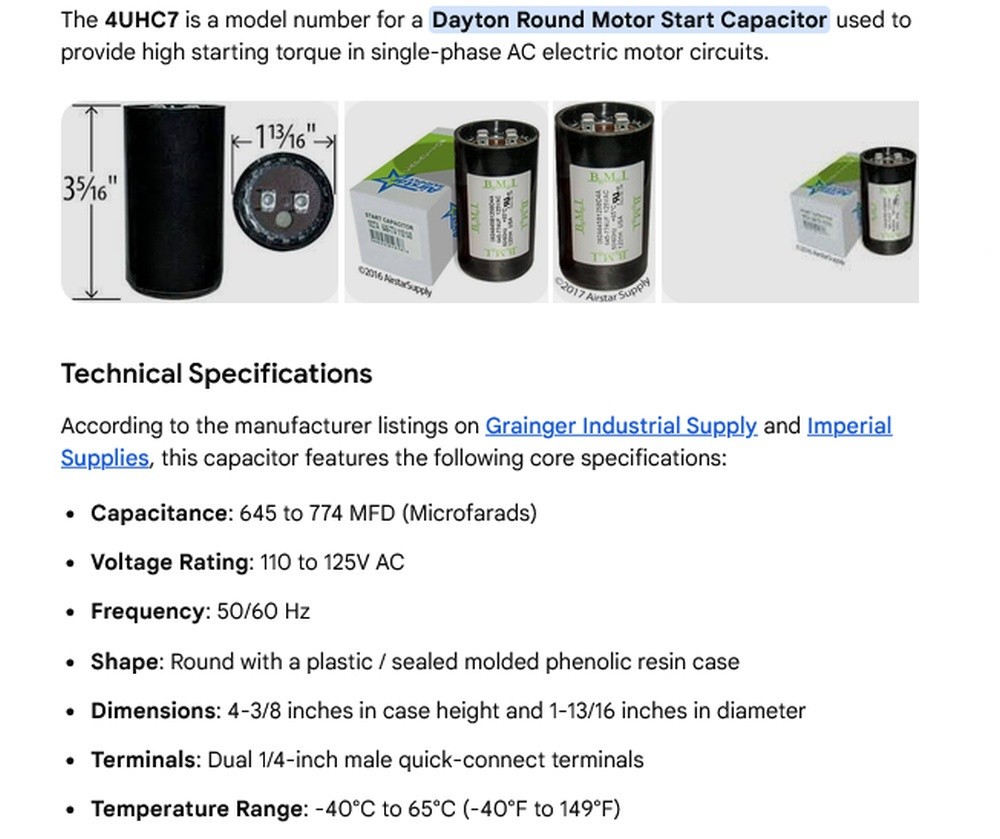 1 NEW DAYTON 645-774MFD MODEL 4UHC7 ROUND MOTOR START CAPACITOR NIB *MAKE OFFER*