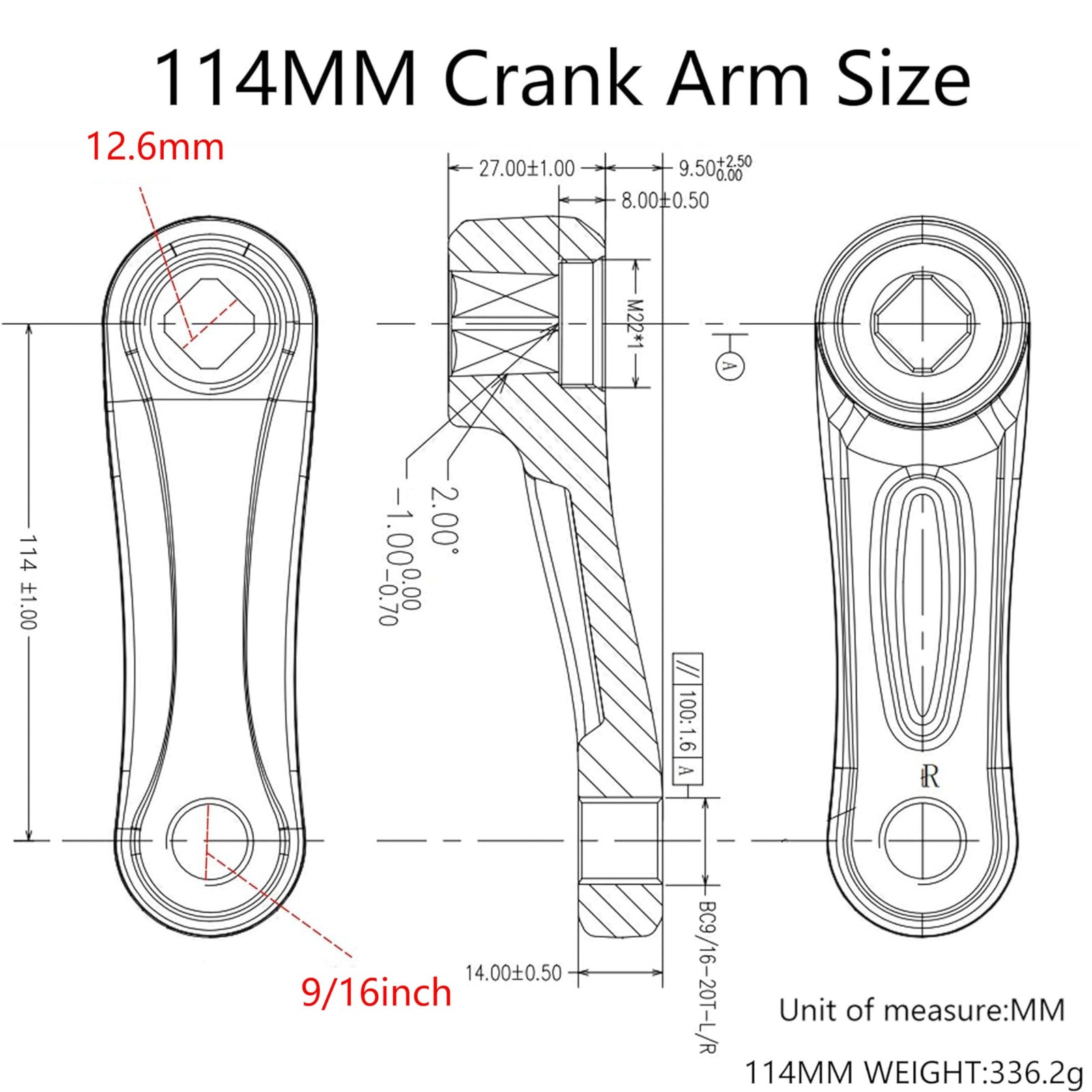 Bike Crank Arms,89MM/102MM/114MM/127MM/140MM/152MM/160MM/165MM/170MM/175MM Av…