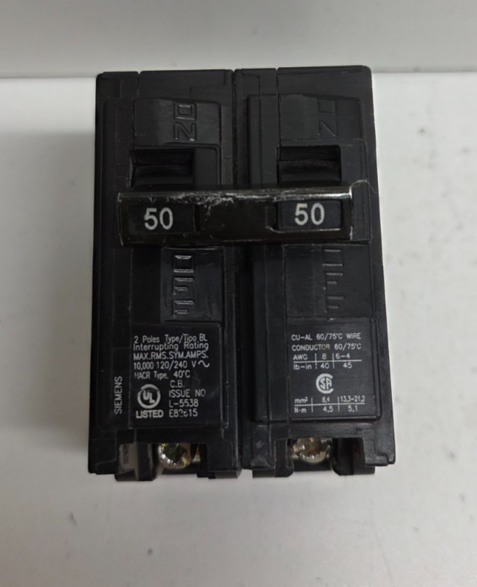 GOOD USED SIEMENS 50A 120/240V 2-POLE CIRCUIT BREAKER B250
