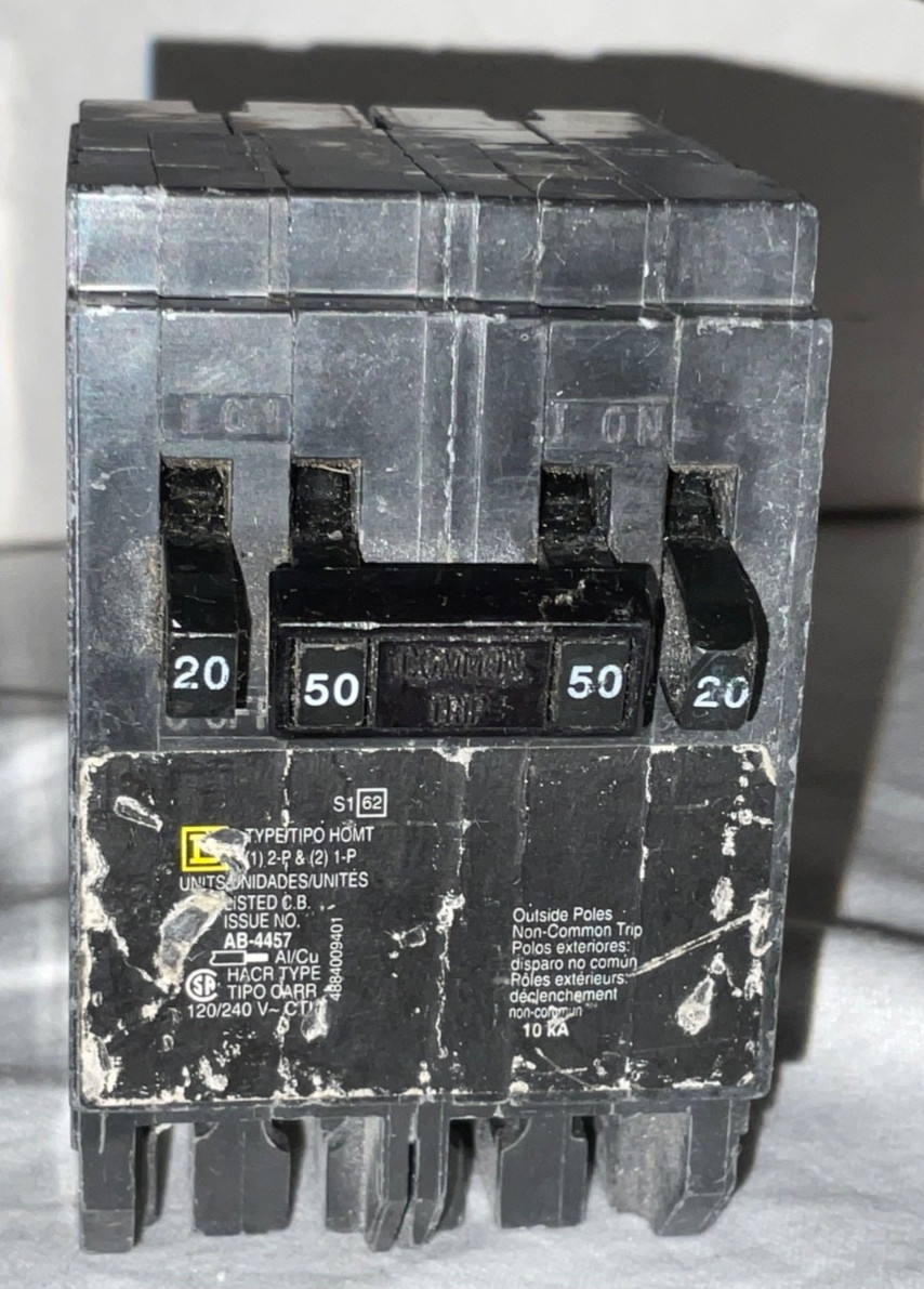 Square D HOMT2020250 Homeline Quad Circuit Breaker Two 20A 2 50A AB4457 #2