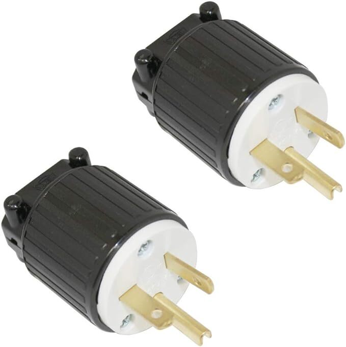 YGA022 (2 Pack) Straight Electrical Plug 3 Wire, 20 Amps, 250V, NEMA 6-20P