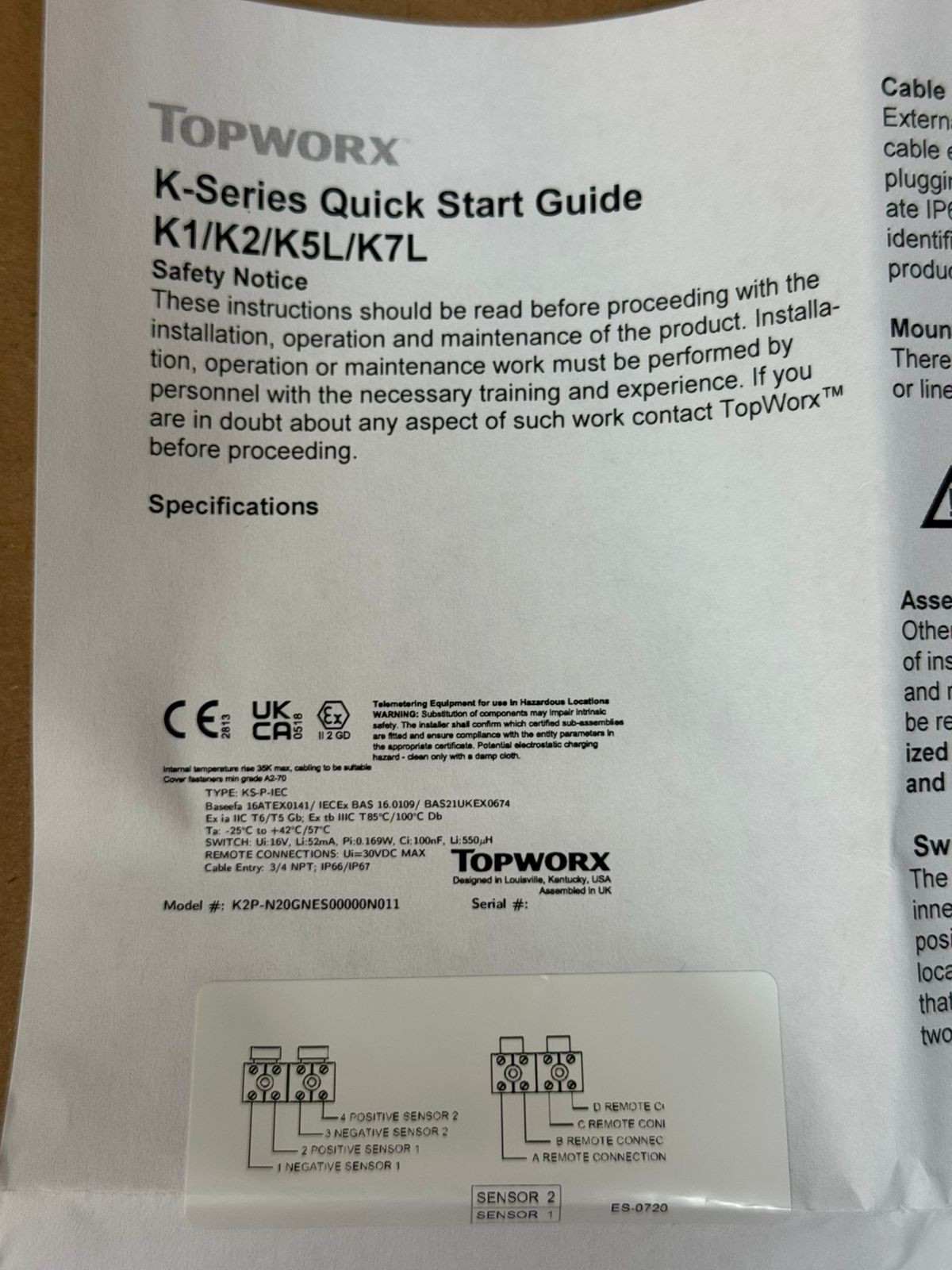 Topworx / Switch Box / K2P-N20GNES00000N011