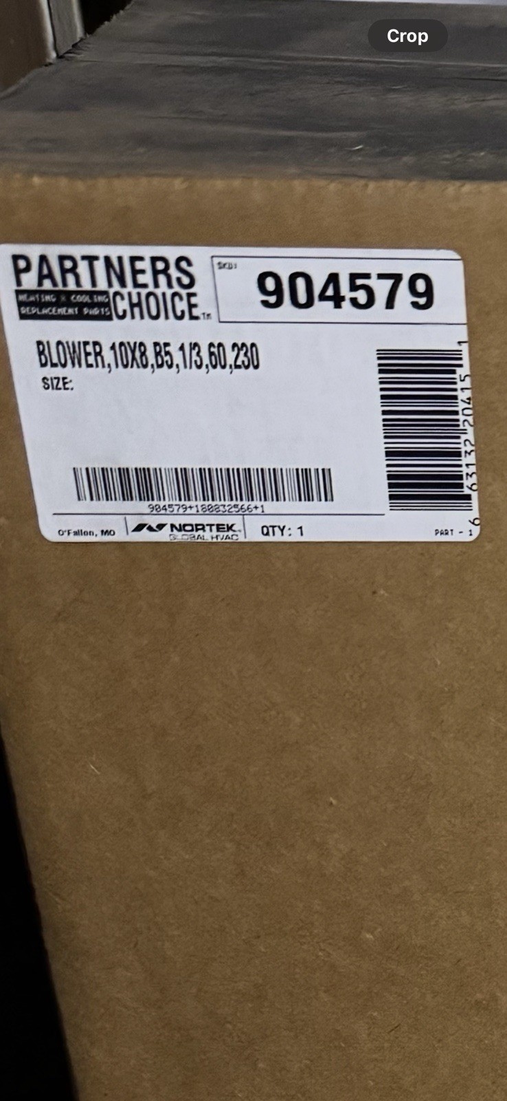 Nordyne 904579 blower Assembly 10X8,B5,1/3,60,230 B5  GB5 Series Air Handler