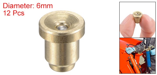 Brass Push Button Flange Grease Oil Cup 6mm for Lubrication System 12Pcs