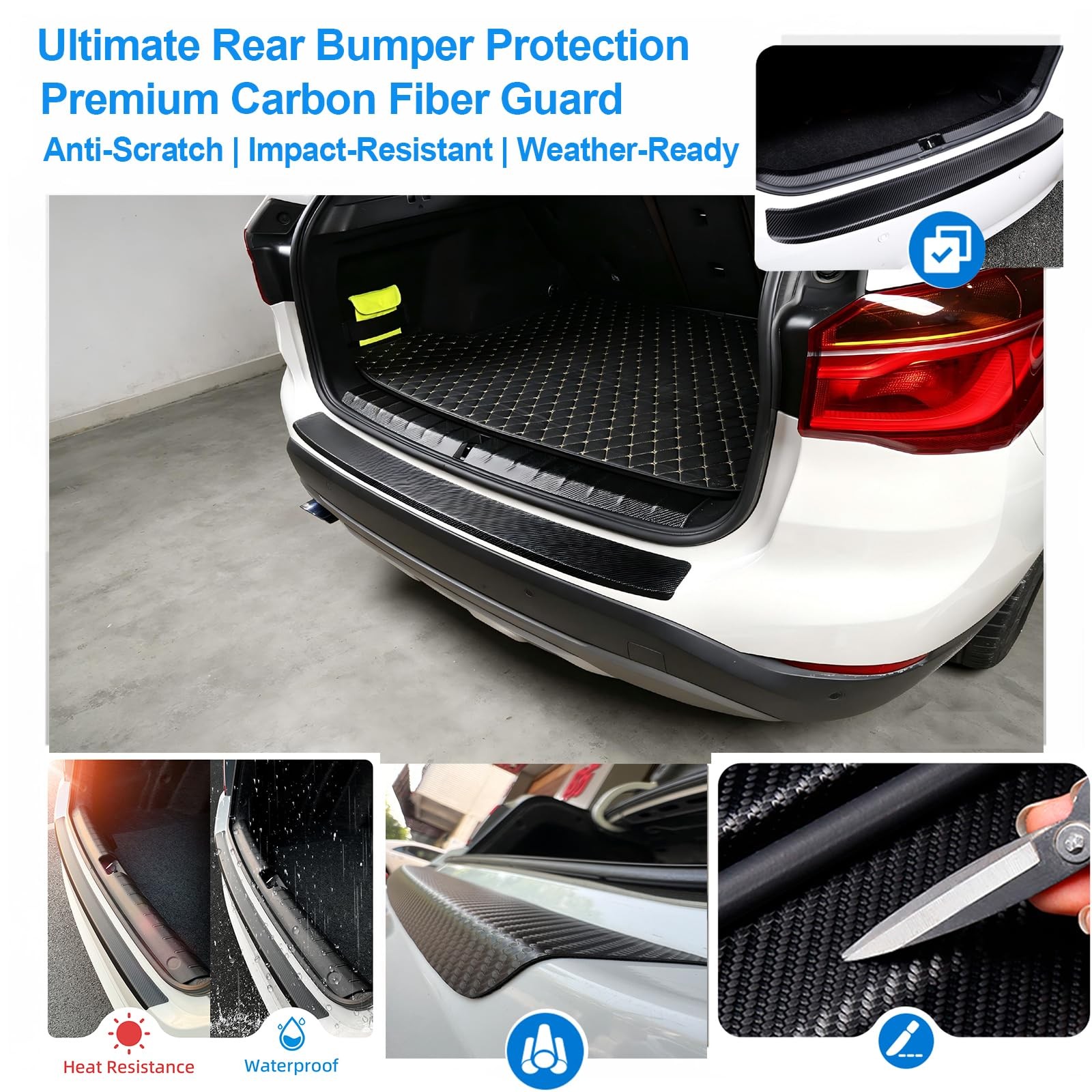 42 Inch Carbon Fiber Bumper Protector Trunk Guard Heavy Duty Anti Scratch SUV Tr
