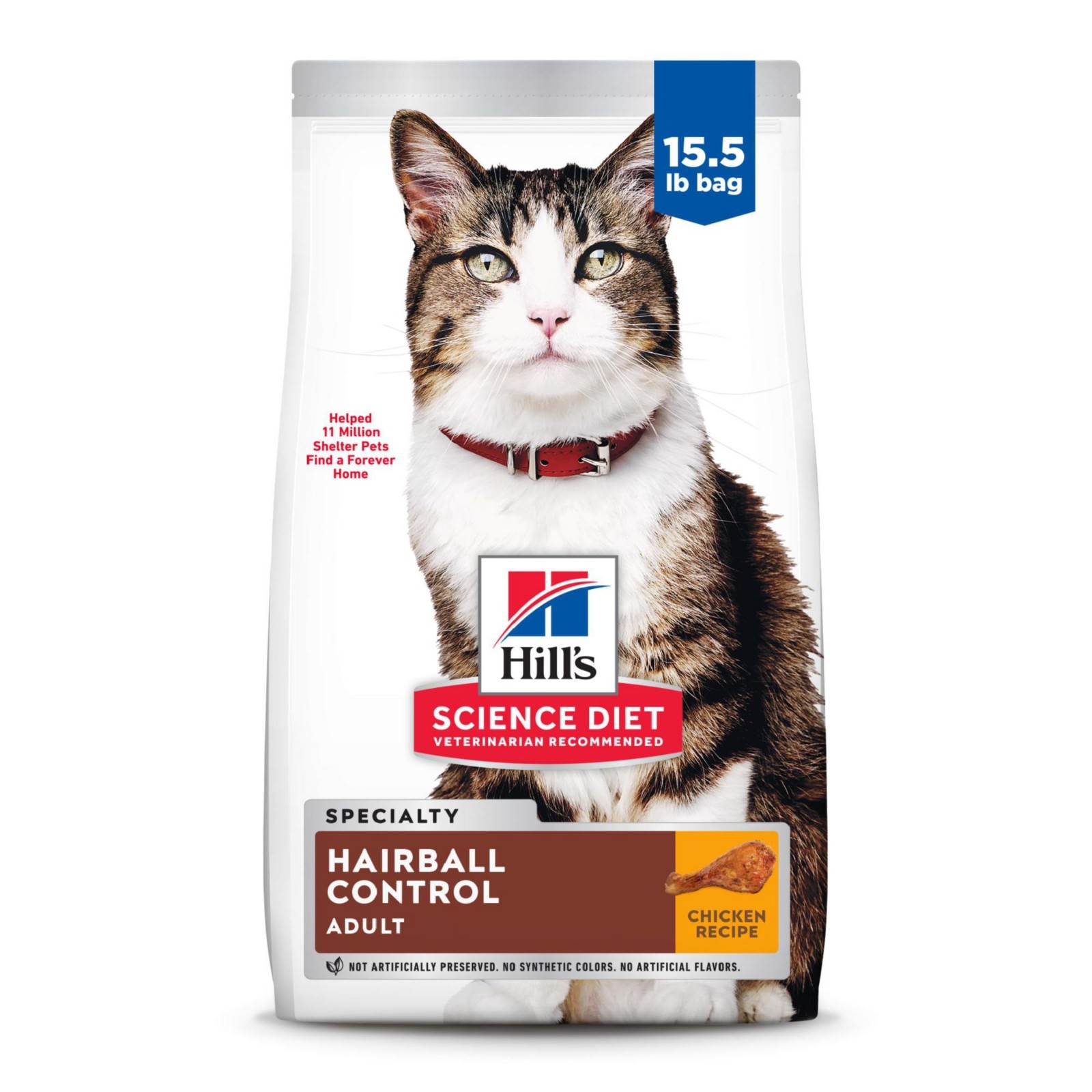 Hill’s Science Diet Hairball Control, Adult 1-6, Hairball Control Support,15.5lb