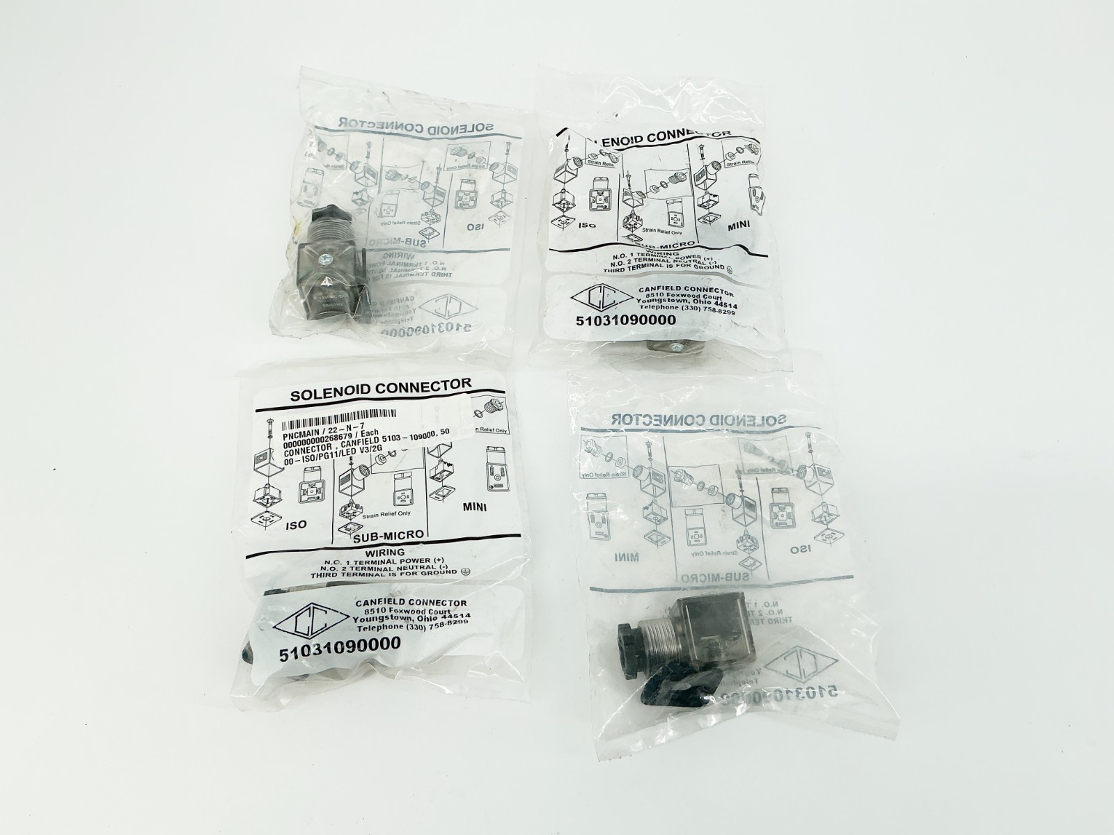 New Lot of 4 Canfield 5103-1090000Solenoid Valve Connector 48V 50/60Hz