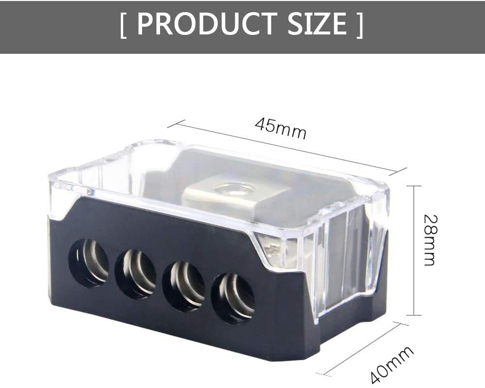 RKURCK 4 Way Power Distribution Block, 0/2/4 AWG Gauge in, 4/8/10 4 2Pack