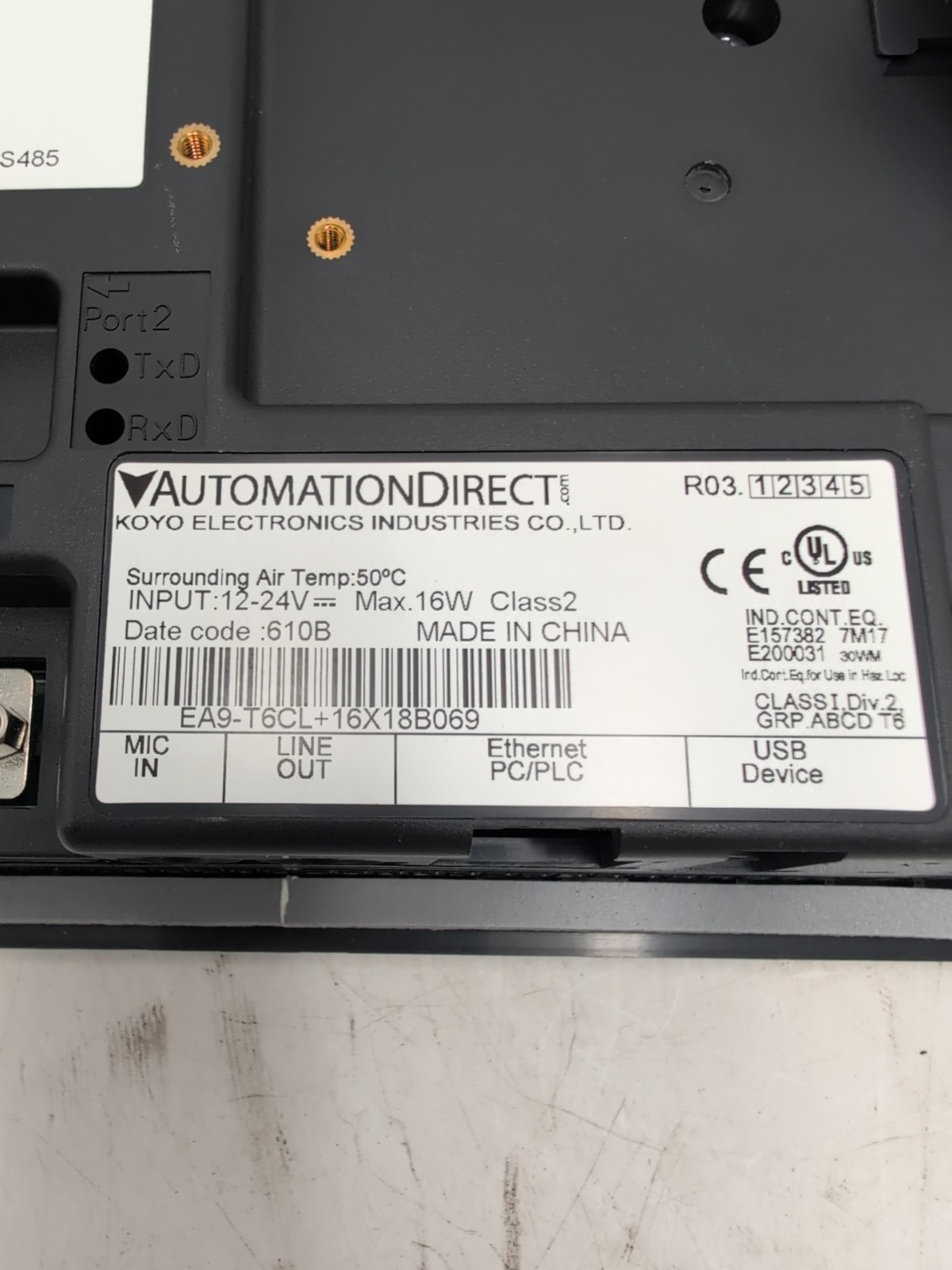 AutomationDirect EA9-T6CL+16X18B 6″ Color Touch Screen HMI Operator Panel