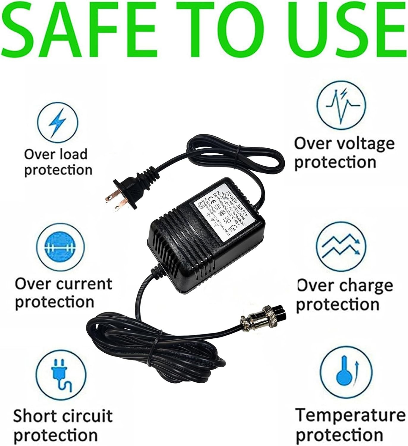 AC 17Vx2 600Ma Mixer Power Supply Mixing Console Adapter,3-Pin Connector Pedalbo