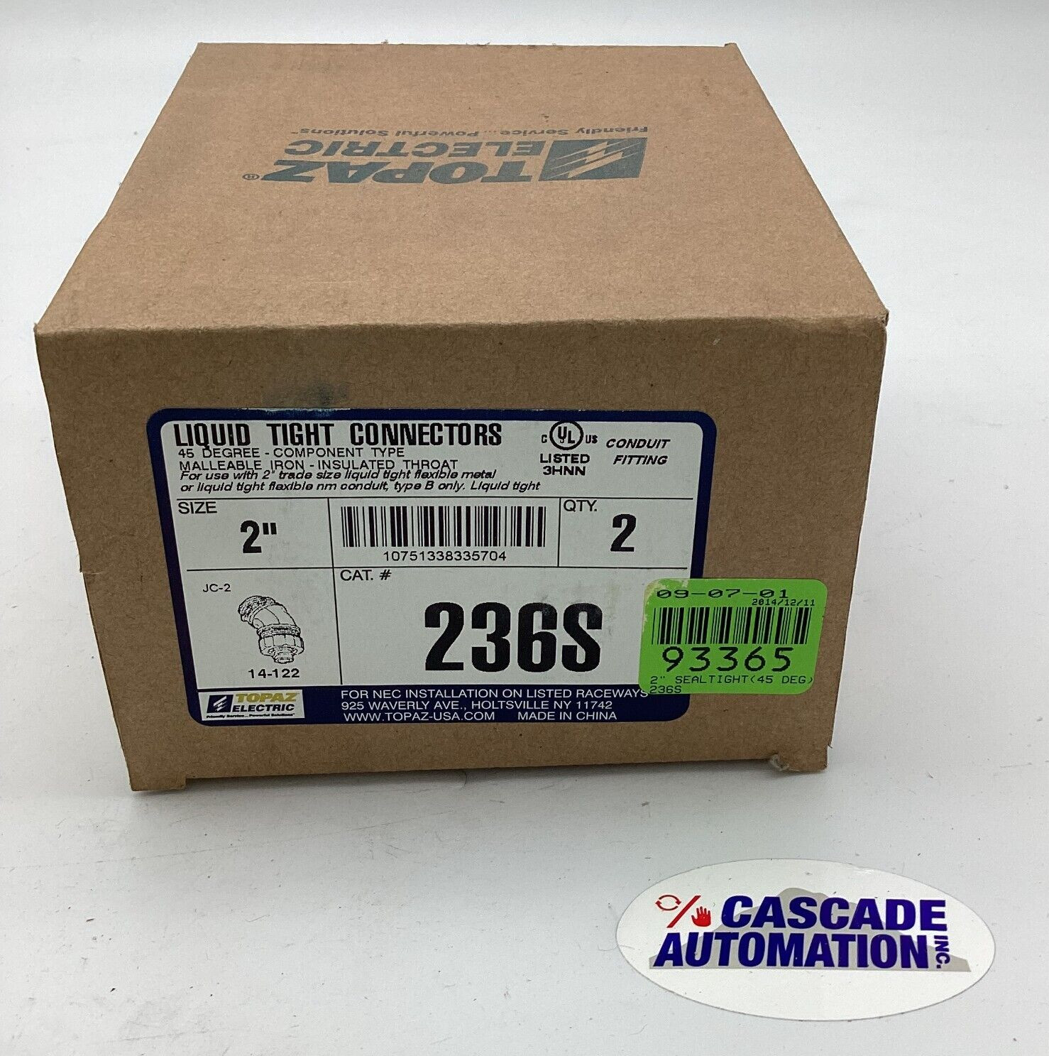 TOPAZ 2″ 236S LIQUID TIGHT CONNECTORS 45 DEGREE COMPONENT TYPE (QTY OF 2)