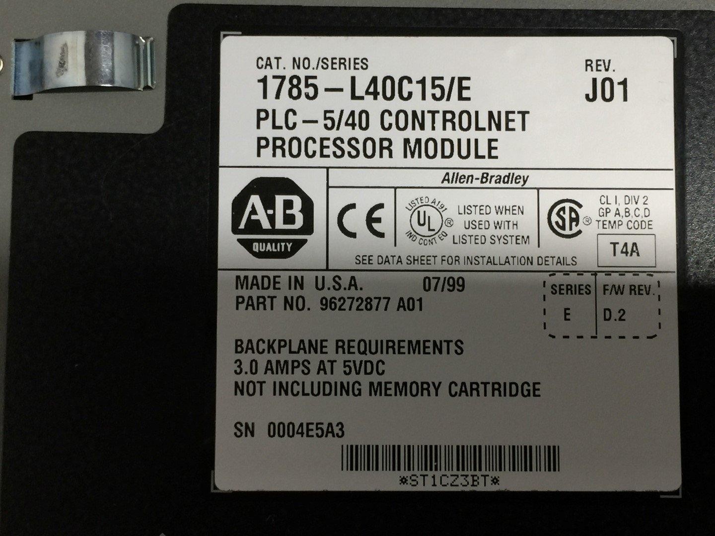 Allen-Bradley 1785-L40C15/E PLC-5/40 ControlNet Processor