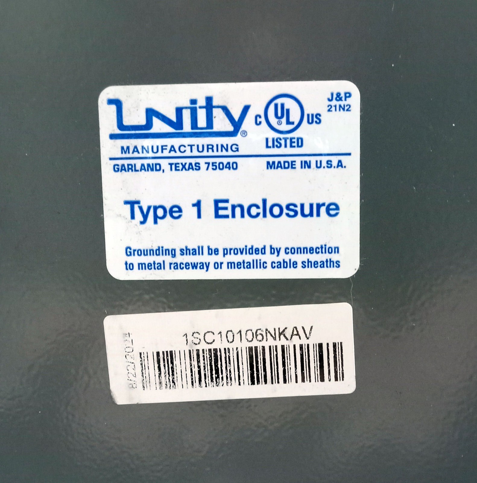 1 NEW UNITY 1SC10106NKAV TYPE 1 ELECTRICAL ENCLOSURE NNB ***MAKE OFFER***