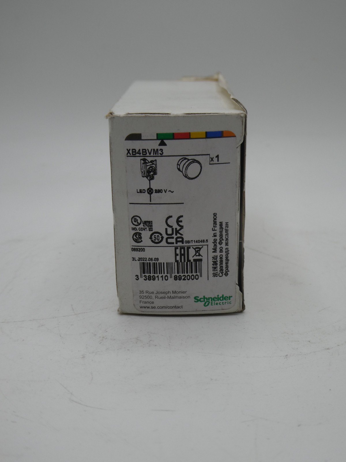 Schneider Electric XB4BVM3 Green Pilot light, Harmony XB4 22mm 230V